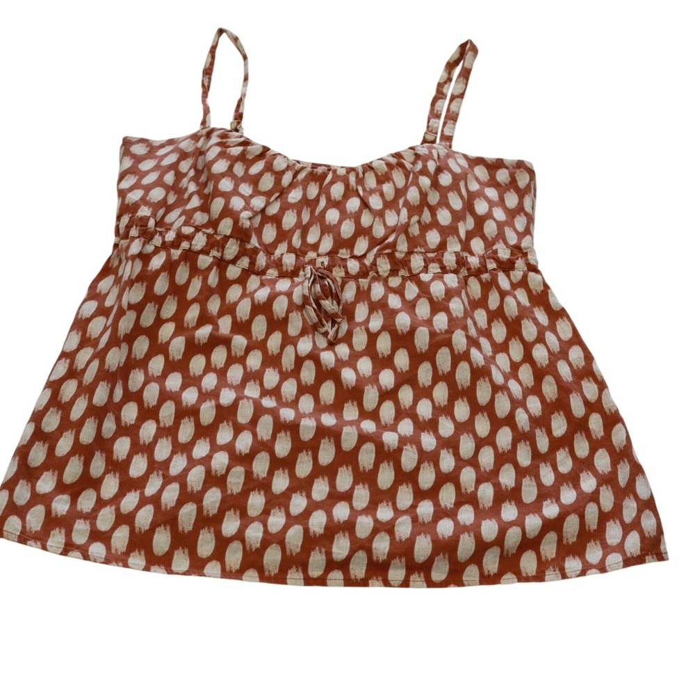Patagonia Womens Top Organic Cotton Cami Top Rust Orange Abstract Print size 14